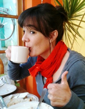 Drinking really good coffee in Ecuador!