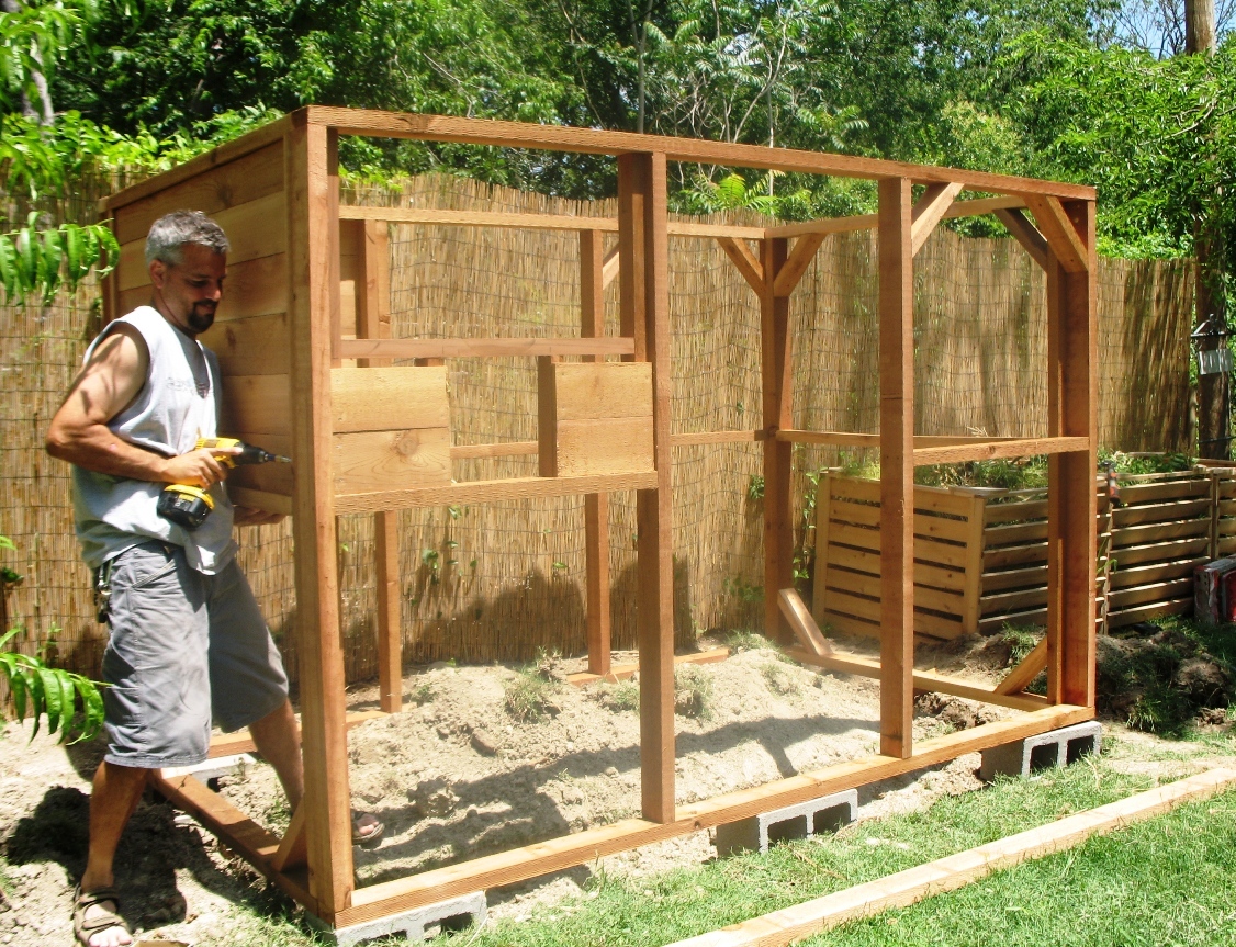 Attaching the frame to the foundation blocks