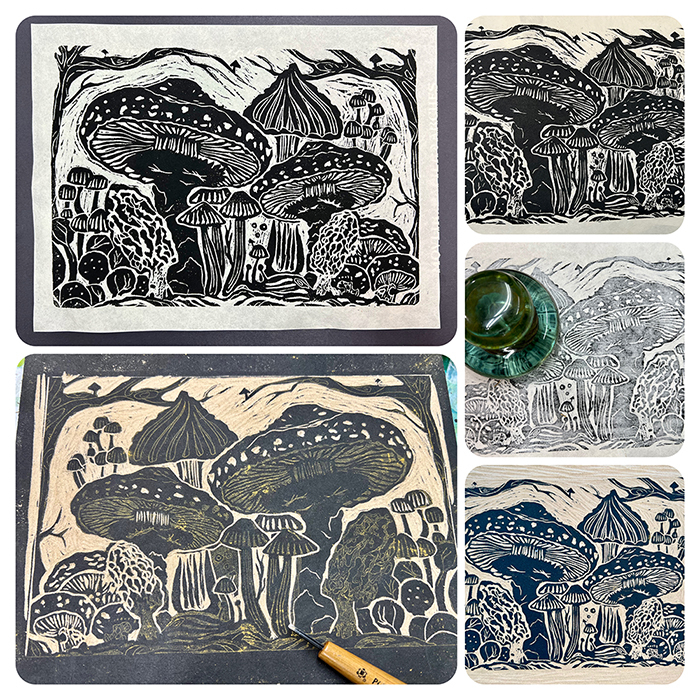 Halleck Fungi Block Print