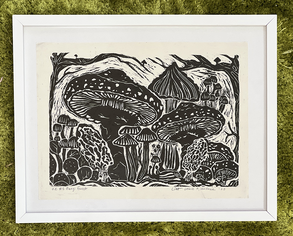 Fungi Forest, Handmade Print, Halleck
